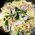 わちぴろ's cooksnap of when they made 豚肉とほうれん草の醤油マヨパスタ.