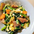 干芋くん's cooksnap of when they made 小松菜とベーコンのふわたま深煎りごま炒め.