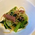 とよすみもも♪'s cooksnap of when they made 小松菜とベーコンのガーリック醤油パスタ.