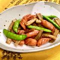 お料理ニャロメ's cooksnap of when they made 牛蒡とウインナーのピリ辛マスタード炒め♪.