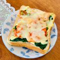 はっぴぃ☆モソモ's cooksnap of when they made ほうれん草✕キムチのトースト.