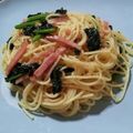 ココアプラス's cooksnap of when they made ほうれん草とベーコンのペペロンチーノ.