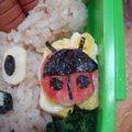 のんべぇヒロ's cooksnap of when they made キャラ弁♪てんとう虫とお花♪.