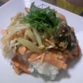 ｲｸｺ's cooksnap of when they made ◎味噌バターの鮭乗っけもり丼◎.