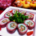 ∞はち∞'s cooksnap of when they made 簡単♪春の彩り巻き寿司.