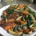 うどん315's cooksnap of when they made 鮭のムニエル　麺つゆバター野菜のせ.