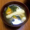 Bflets's cooksnap of when they made 南瓜とちぢみほうれん草、薄揚げの味噌汁.