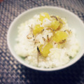 テンちゃん♪'s cooksnap of when they made さつま芋とジャコの炊き込みごはん.
