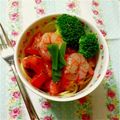 Chokoモンブラン's cooksnap of when they made 15分で。エビとトマトの冷製パスタ.