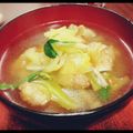 JUNSEIママ's cooksnap of when they made 唐揚げ入りピリ辛スープ☆残り物リメイクに.