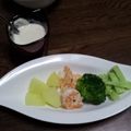 teramoko's cooksnap of when they made エビとブロッコリーのタラコソース.
