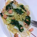 あい葉's cooksnap of when they made 鮭とほうれん草と葱のクリームパスタ.