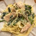 おげんげん☻'s cooksnap of when they made ほうれん草とサーモンのクリームパスタ.