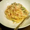 ごま３しお３'s cooksnap of when they made ほうれん草とベーコンのからすみパスタ.