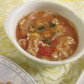 miyuki12's cooksnap of when they made ❀ﾚﾝｼﾞで簡単☆鶏肉のトマトスープ❀.