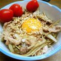 まえたまご's cooksnap of when they made ＊豚ごぼう丼＊.