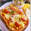 NAGANO久留米's cooksnap of when they made コーンとトマトのトースト.