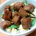 saruco929's cooksnap of when they made 甘からサイコロステーキ丼.
