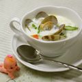gingamom's cooksnap of when they made ஐアスパラガスのクラムチャウダーஐ.