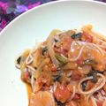 Saho◆'s cooksnap of when they made ほうれん草と海老のトマトクリームパスタ.