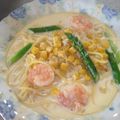 ころみかん's cooksnap of when they made エビとアスパラのクリームスープスパゲティ.