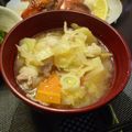 文蔵子's cooksnap of when they made 豚肉と春野菜たくさんの味噌汁.