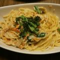 kota77's cooksnap of when they made 菜の花と桜エビのクリームスパゲティー.
