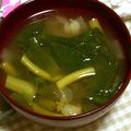 ぴーちゃんぱぱ's cooksnap of when they made 菜の花からし和えのお味噌汁♪.