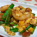 ぽん作's cooksnap of when they made えびとアスパラのトマト卵炒め.