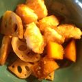 LAmamachan's cooksnap of when they made おいしい鶏肉かぼちゃれんこん炒め.