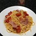 たまぺこ's cooksnap of when they made 焼きトマトと生ハムのガーリックパスタ.