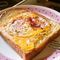 びすにゃー's cooksnap of when they made 焼きマヨネーズベーコンエッグチーズ食パン.