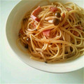 aochaaan's cooksnap of when they made きのこと厚切りベーコン短冊葱の和風パスタ.