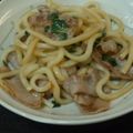 かめきち555's cooksnap of when they made アッサリ！大葉と豚バラの焼きうどん.