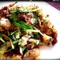 ＊ゆうこぽよよ＊'s cooksnap of when they made 焼肉のタレ★牛とクレソンのガーリック炒飯.