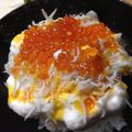 うめちゃんズ's cooksnap of when they made 初心者簡単ふわプチメレンゲいくらシラス丼.