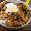 福丸みのる's cooksnap of when they made たけのことニラの豚丼～温玉のせ～.