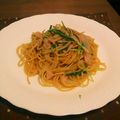 おぶすび's cooksnap of when they made 水菜とハムのパスタ☆包丁要らず.