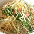 りり2012's cooksnap of when they made 簡単☆水菜とベーコンのパスタ.
