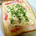 miimiiko's cooksnap of when they made カニかま de 緑のマヨチートースト.