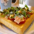ポコバナナ's cooksnap of when they made ハムとトマトのトースト　梅ワサビ風味.