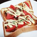 蒼ごはん❀'s cooksnap of when they made とんかつソース×トマト・パセリのトースト.