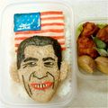 komiさん's cooksnap of when they made キャラ弁♪オバマ大統領弁当.