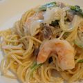 mybinue's cooksnap of when they made えびとほうれんそうのクリームパスタ.