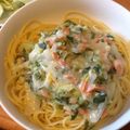ぱこぴの's cooksnap of when they made 鮭ときのことキャベツのクリームパスタ.