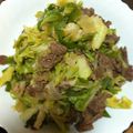 じゅん6741's cooksnap of when they made オリーブオイルで炒め揚げ、牛肉とキャベツ.
