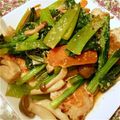 まゆみにー27's cooksnap of when they made ◆小松菜と鶏肉の豆板醤炒め.