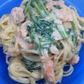 まろん☆'s cooksnap of when they made サーモンとほうれん草のクリームパスタ.