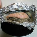花柄ドットストライプ's cooksnap of when they made 簡単！減塩！鮭の味噌バターホイル焼き.