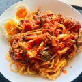 万年腹減り's cooksnap of when they made ☆トマトとにんにくとツナのパスタ☆.